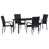 Set da Pranzo per Giardino 5 pcs Nero