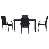 Set da Pranzo per Giardino 5 pcs Nero