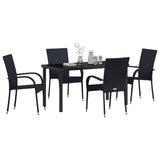 Set da Pranzo per Giardino 5 pcs Nero