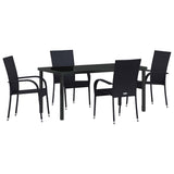 Set da Pranzo per Giardino 5 pcs Nero