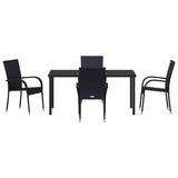 Set da Pranzo per Giardino 5 pcs Nero