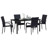 Set da Pranzo per Giardino 5 pcs Nero