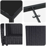 Set da Pranzo per Giardino 7 pcs Nero