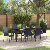 Set da Pranzo per Giardino 7 pcs Nero