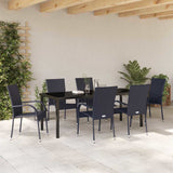 Set da Pranzo per Giardino 7 pcs Nero