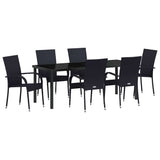 Set da Pranzo per Giardino 7 pcs Nero