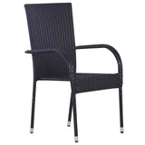 Set da Pranzo per Giardino 7 pcs Nero