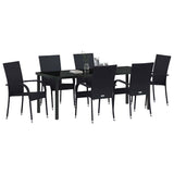 Set da Pranzo per Giardino 7 pcs Nero