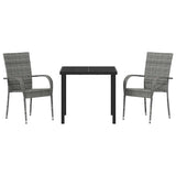 Set da Pranzo per Giardino 3 pcs Grigio