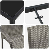 Set da Pranzo per Giardino 5 pcs Grigio