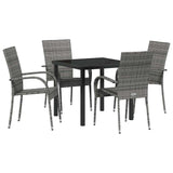 Set da Pranzo per Giardino 5 pcs Grigio