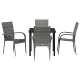 Set da Pranzo per Giardino 5 pcs Grigio