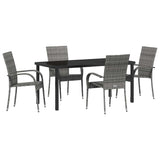 Set da Pranzo per Giardino 5 pcs Grigio