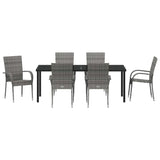 Set da Pranzo per Giardino 7 pcs Grigio
