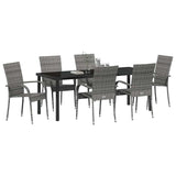Set da Pranzo per Giardino 7 pcs Grigio