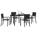 Set da Pranzo per Giardino 5 pcs Nero