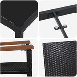 Set da Pranzo per Giardino 7 pcs Nero