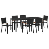 Set da Pranzo per Giardino 7 pcs Nero