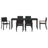 Set da Pranzo per Giardino 7 pcs Nero