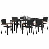 Set da Pranzo per Giardino 7 pcs Nero