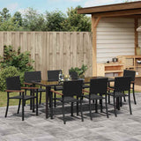 Set da Pranzo per Giardino 9 pcs Nero