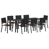 Set da Pranzo per Giardino 9 pcs Nero