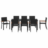Set da Pranzo per Giardino 9 pcs Nero