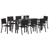 Set da Pranzo per Giardino 9 pcs Nero