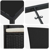 Set da Pranzo per Giardino con cuscino 3 pcs Nero