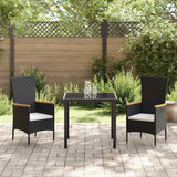 Set da Pranzo per Giardino con cuscino 3 pcs Nero