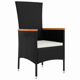Set da Pranzo per Giardino con cuscino 3 pcs Nero