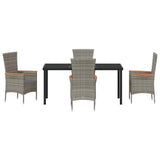 Set da Pranzo per Giardino con cuscino 5 pcs Grigio