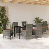 Set da Pranzo per Giardino con cuscino 7 pcs Grigio
