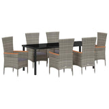Set da Pranzo per Giardino con cuscino 7 pcs Grigio