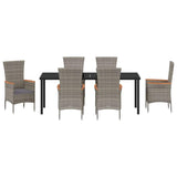 Set da Pranzo per Giardino con cuscino 7 pcs Grigio