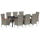 Set da Pranzo per Giardino con cuscino 9 pcs Grigio