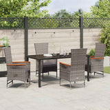 Set da Pranzo per Giardino con cuscino 5 pcs Grigio