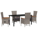 Set da Pranzo per Giardino con cuscino 5 pcs Grigio