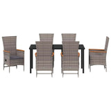 Set da Pranzo per Giardino con cuscino 7 pcs Grigio
