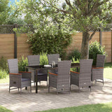 Set da Pranzo per Giardino con cuscino 7 pcs Grigio