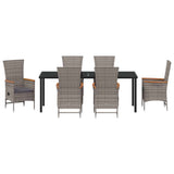 Set da Pranzo per Giardino con cuscino 7 pcs Grigio