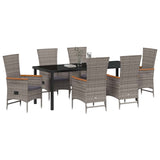 Set da Pranzo per Giardino con cuscino 7 pcs Grigio