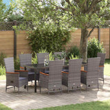Set da Pranzo per Giardino con cuscino 9 pcs Grigio