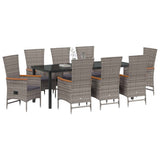 Set da Pranzo per Giardino con cuscino 9 pcs Grigio