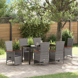 Set da Pranzo per Giardino con cuscino 7 pcs Grigio polyrattan