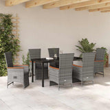 Set da Pranzo per Giardino con cuscino 7 pcs Grigio polyrattan