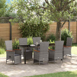 Set da Pranzo per Giardino con cuscino 7 pcs Grigio polyrattan