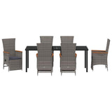 Set da Pranzo per Giardino con cuscino 7 pcs Grigio polyrattan