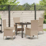 Set da Pranzo per Giardino con cuscino 5 pcs Beige polyrattan