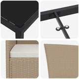 Set da Pranzo per Giardino con cuscino 5 pcs Beige polyrattan